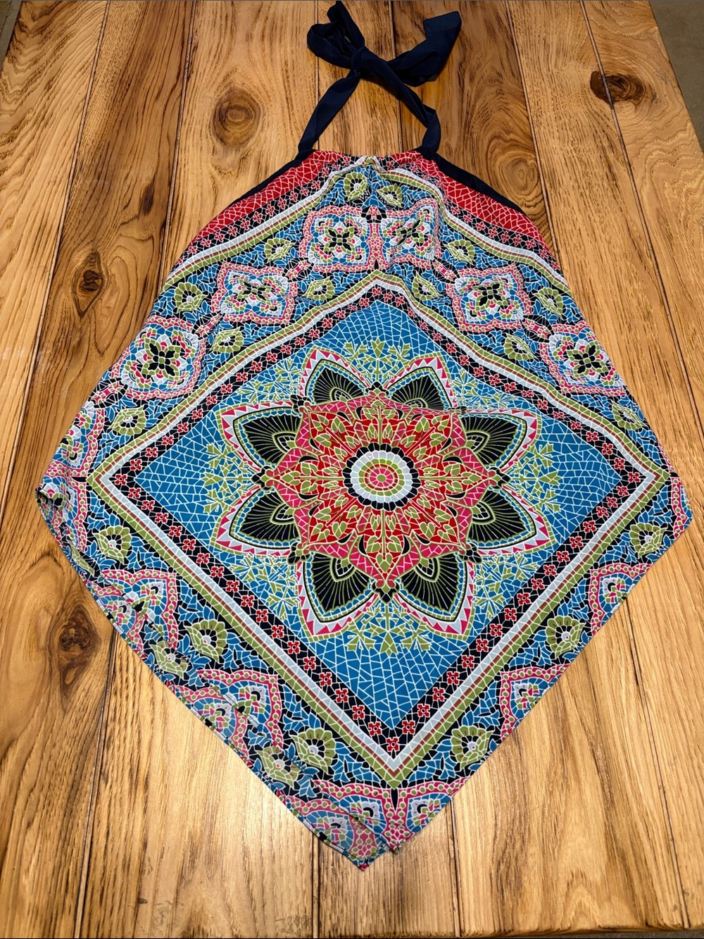 Allen B. By Allen Schwartz Multicolor Mandala Halter Tank Top - Blue, Red, Green